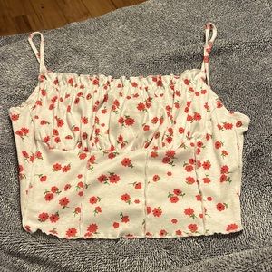 red & white floral cropped tank from shein